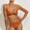 Women Maryan Mehlhorn | Twisted-Knot Bottoms Satin Caramel