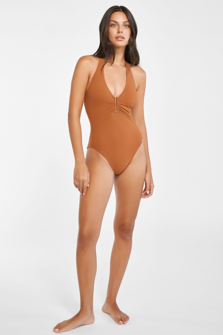 Women Maryan Mehlhorn | Halter Swimsuit Whisky