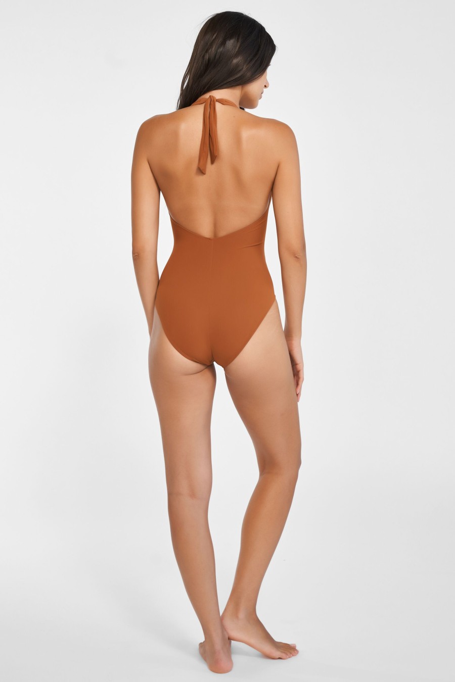 Women Maryan Mehlhorn | Halter Swimsuit Whisky