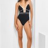 Women Maryan Mehlhorn | Low-Plunge Swimsuit Black-White