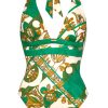 Women Maryan Mehlhorn | Halterneck Swimsuit Cream-Green