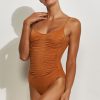 Women Maryan Mehlhorn | Gathered Swimsuit Satin Caramel