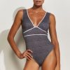 Women Maryan Mehlhorn | Low-Plunge Swimsuit Metallic Zinc-White