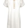 Women Maryan Mehlhorn | Hand-Embroidered Caftan Natural White