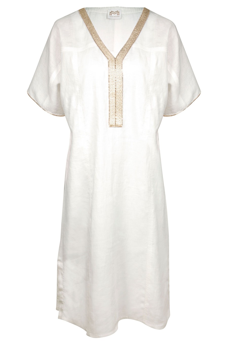 Women Maryan Mehlhorn | Hand-Embroidered Caftan Natural White