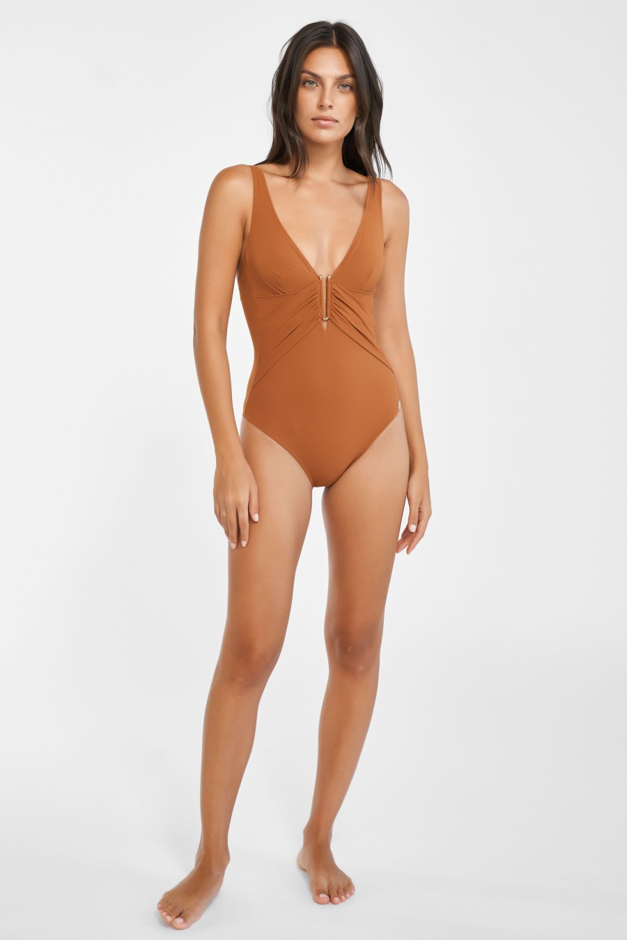 Women Maryan Mehlhorn | V-Neck Swimsuit Whisky