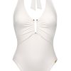 Women Maryan Mehlhorn | Halterneck Swimsuit Natural White