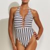 Women Maryan Mehlhorn | Halterneck Swimsuit Nautical Canvas