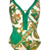 Women Maryan Mehlhorn | Low-Plunge Swimsuit Cream-Green